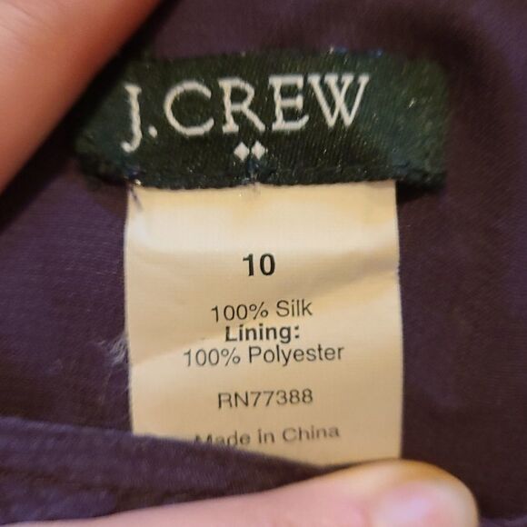 Jcrew womens dark purple silk ruffled tank topwith shoulder button detai size 10 - Picture 2 of 5